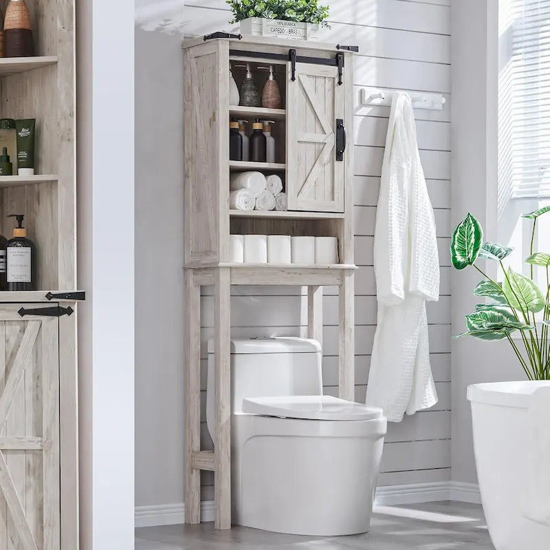 Meuble de rangement de style ferme au-dessus des toilettes, armoire au-dessus des toilettes
