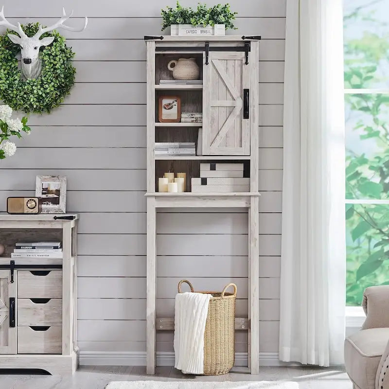 Meuble de rangement de style ferme au-dessus des toilettes, armoire au-dessus des toilettes