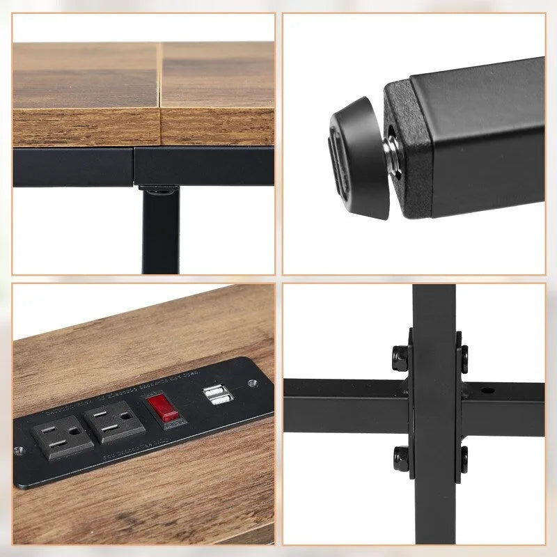 70.9 inch Console Table with 2 Power Outlets and USB Ports, Narrow Entryway Table Sofa Table for Living Room