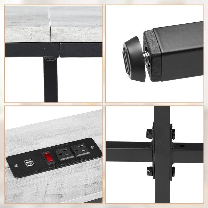 70.9 inch Console Table with 2 Power Outlets and USB Ports, Narrow Entryway Table Sofa Table for Living Room